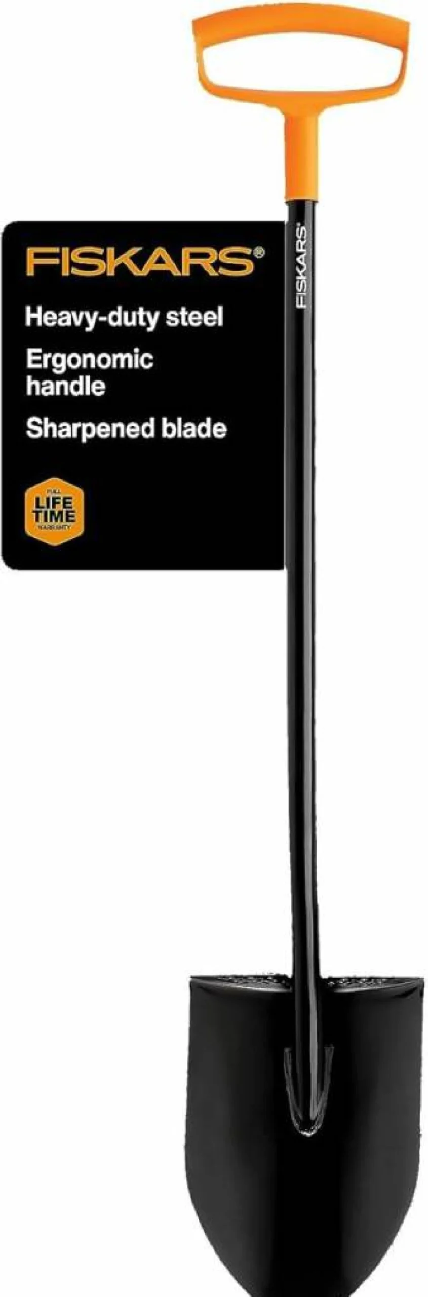 Fiskars 46" Heavy Duty Steel Square Shovel with Ergonomic D-Handle for Digging, Lawn Edging, and Turf Cutting