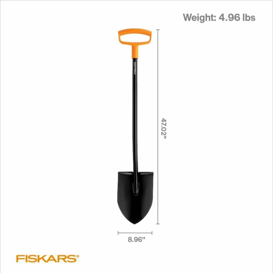 Fiskars 46" Heavy Duty Steel Square Shovel with Ergonomic D-Handle for Digging, Lawn Edging, and Turf Cutting
