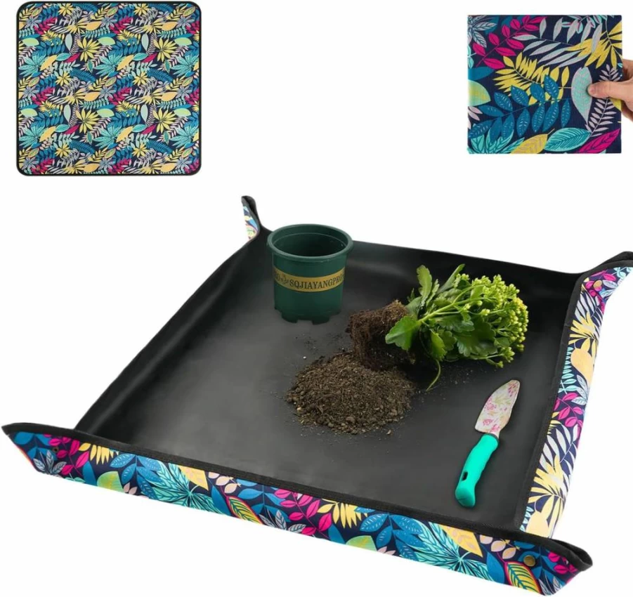Onlysuki 26.8"x26.8" Waterproof Repotting Mat for Plants - Indoor Gardening Transplanting Tray, Succulent Potting Soil Change Mat, Mess-Free Gardening Gift for Plant Lovers