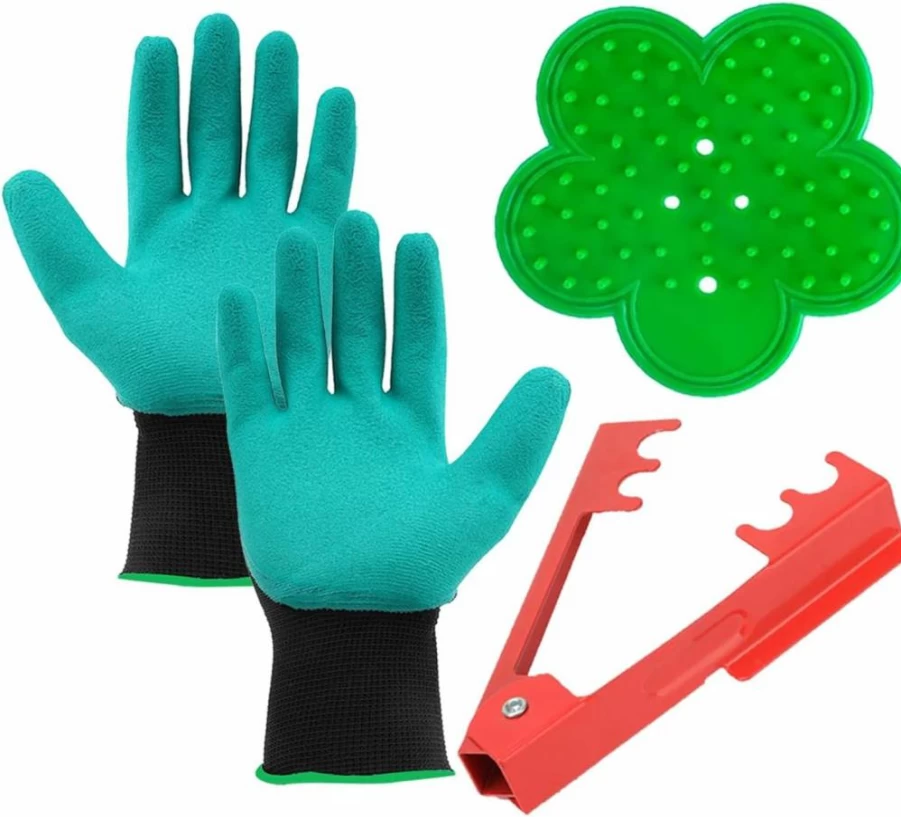 MARRTEUM Rose Thorn Stripper Kit - 2 Professional Rose Thorn Remover Tools + 1 Pair Durable Floral Gloves for Gardening