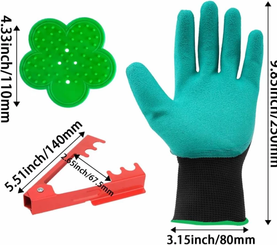 MARRTEUM Rose Thorn Stripper Kit - 2 Professional Rose Thorn Remover Tools + 1 Pair Durable Floral Gloves for Gardening
