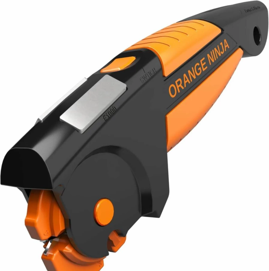 Sharp Pebble Orange Ninja Multi-Tool: Lawn Mower Blade, Axe, Hatchet & Garden Tool Sharpener for Machete, Pruner, Hedge Shears