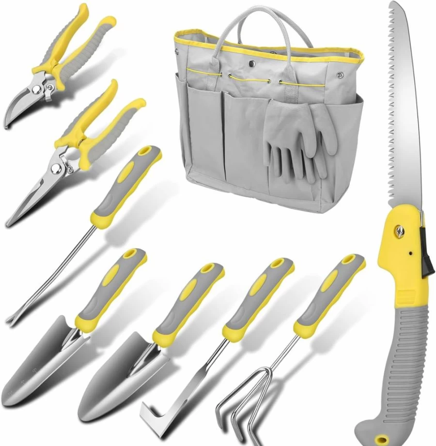 BlumWay 10-Piece Heavy Duty Stainless Steel Gardening Tool Set with Durable Tool Bag – Ideal Gardening Gift for Men & Women