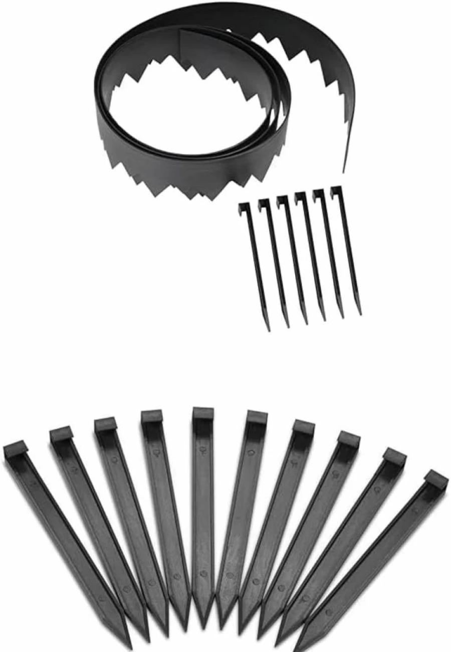 EASYFLEX 20FT Black Plastic Garden Border Edging Kit with Bonus Anchoring Stakes, 4.5 Inch Straight Top Landscape Edging (3500-20Cxx-3)
