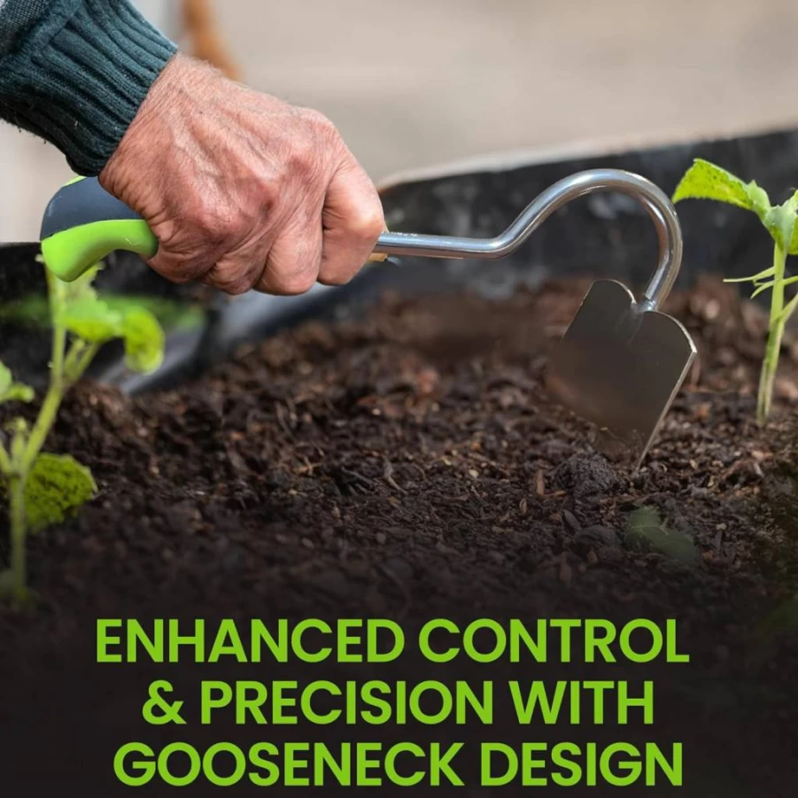 Garden Guru Stainless Steel Hand Hoe Cultivator - Ergonomic Gardening Tool for Digging, Tilling, Planting & Soil Loosening - Rust-Resistant Durable Design