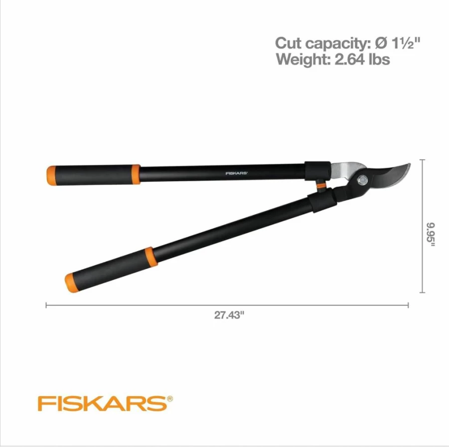 Fiskars PowerGear 15 Inch Lopper - Heavy Duty Tree Trimmer with Sharp Steel Blade, Cuts 1.25 Inch Branches, Lightweight Rust-Resistant Gardening Tool for Shrubs and Bushes
