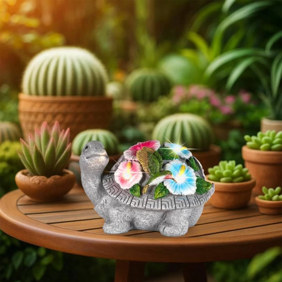 GoGnome Solar-Powered Flamingo Garden Statue with LED Camera Light – 5.5 Inch Outdoor Decor for Yard, Patio, Balcony – Funny Animal Figurine Gift for Women & Garden Lovers