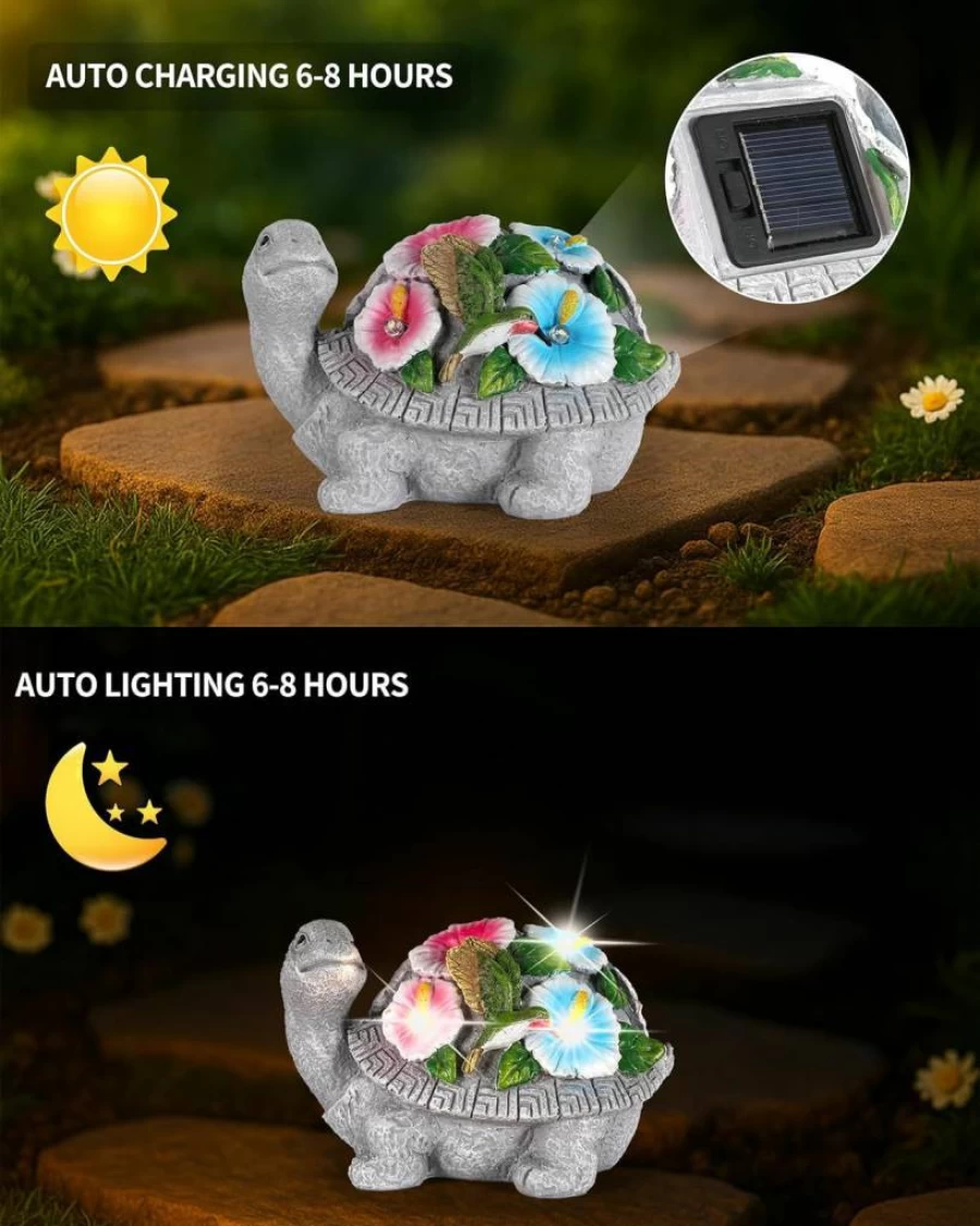 GoGnome Solar-Powered Flamingo Garden Statue with LED Camera Light – 5.5 Inch Outdoor Decor for Yard, Patio, Balcony – Funny Animal Figurine Gift for Women & Garden Lovers