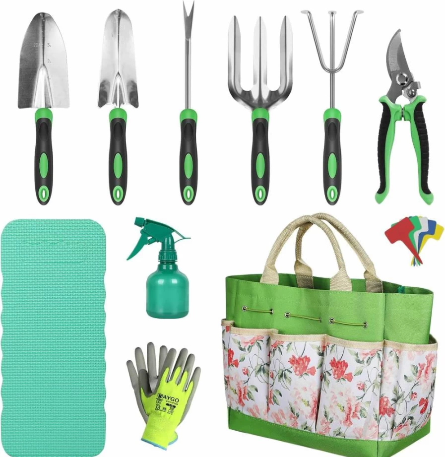 ORIENTOOLS 11-Piece Garden Tools Set with Storage Bag - Gardening Gifts for Women & Men, Essential Hand Tools for Allotment & Outdoor Planting