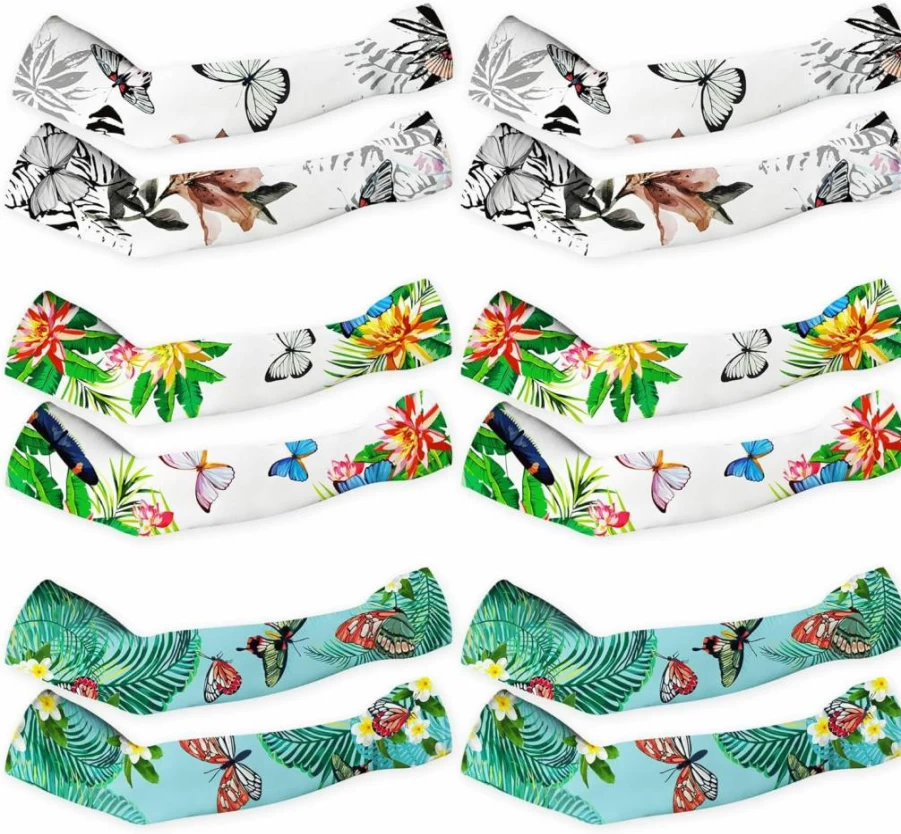 DECOHS UV Protection Butterfly Gardening Arm Sleeves With Thumb Holes - Breathable Sun Sleeves for Farmers & Outdoor Work
