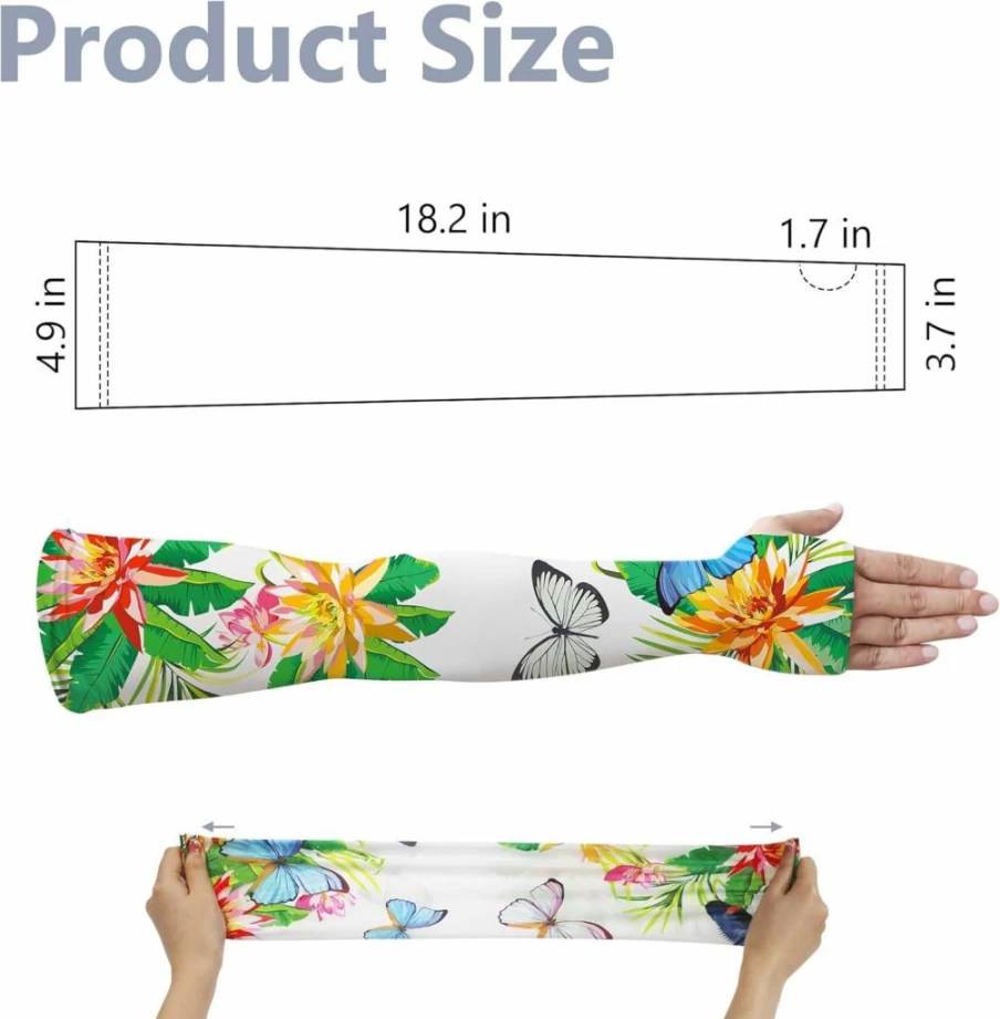 DECOHS UV Protection Butterfly Gardening Arm Sleeves With Thumb Holes - Breathable Sun Sleeves for Farmers & Outdoor Work