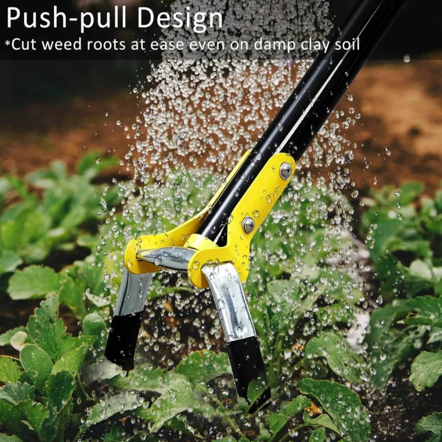DonSail Adjustable Loop Stirrup Hoe - Heavy Duty Scuffle Weeding Tool with 30-61 Inch Long Handle for Gardening, Black