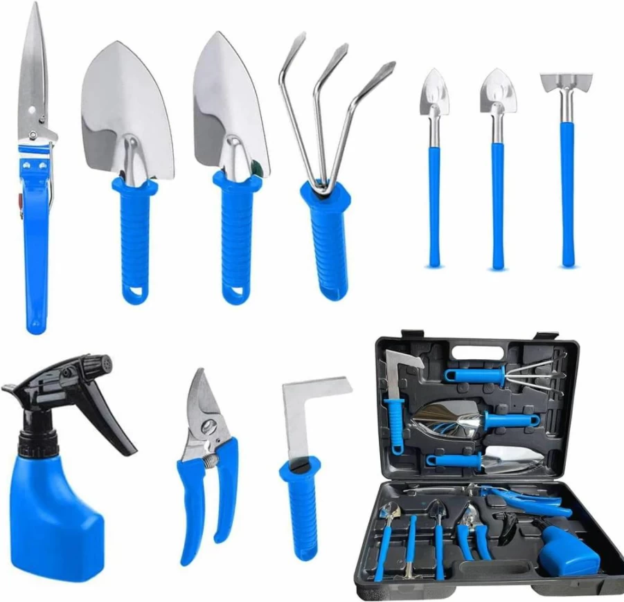 YOYOSCX 10-Piece Stainless Steel Gardening Tools Set with Handbag – Durable Digging, Planting, Pruning Kit – Ideal Garden Gifts for Women & Men