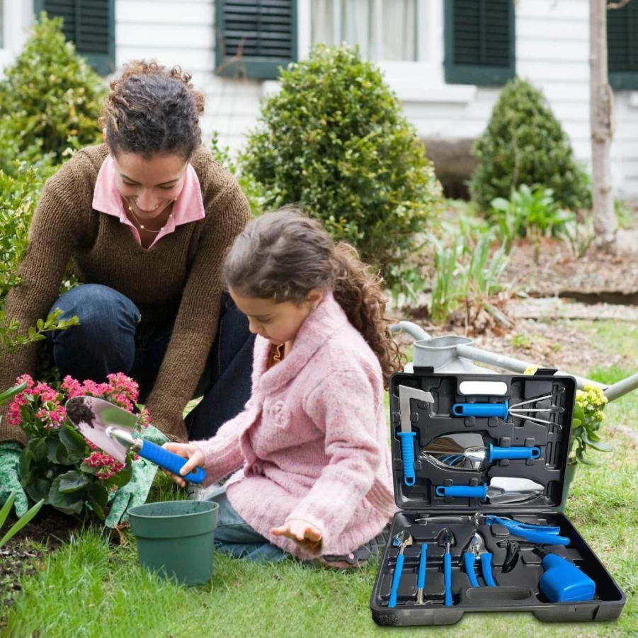 YOYOSCX 10-Piece Stainless Steel Gardening Tools Set with Handbag – Durable Digging, Planting, Pruning Kit – Ideal Garden Gifts for Women & Men