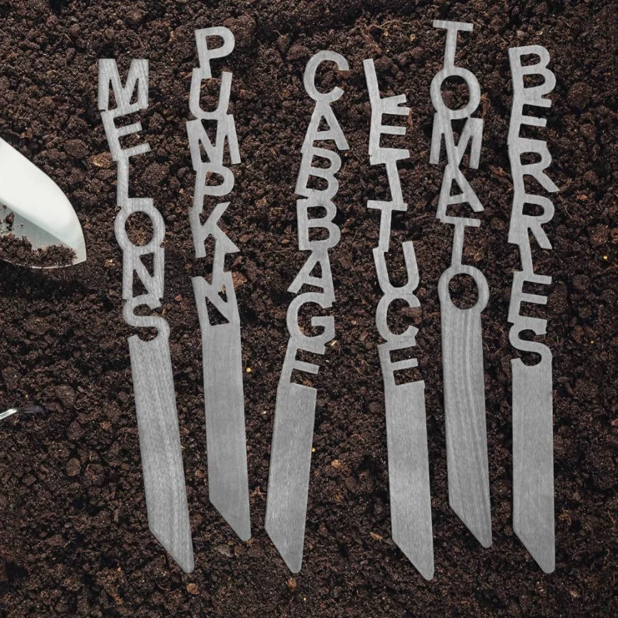 ROCC Rusted Orange Craftworks Personalized Metal Plant Markers - Set of 7 Custom Herb, Vegetable & Flower Labels - Durable Garden Stakes for 80+ Plant Varieties