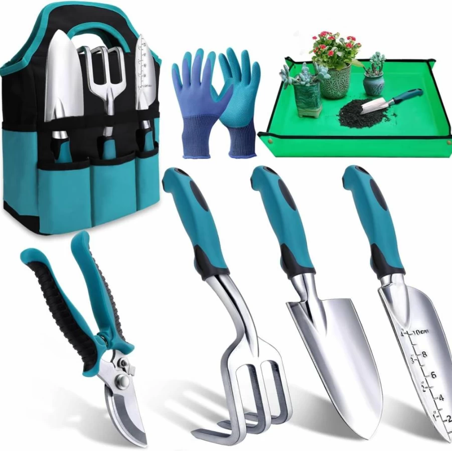 Kynup 7-Piece Gardening Tools Set with Stainless Steel & Aluminum Alloy - Rust-Proof Hand Tools for Garden, Ideal Gift for Gardeners