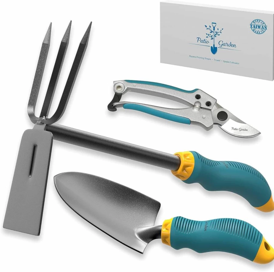Patio Garden Heavy Duty Alloy Steel Gardening Tools Set - Ergonomic Non-Slip Rubber Handle, Lightweight Garden Tool Kit for Men & Women - Ideal Gardening Gifts