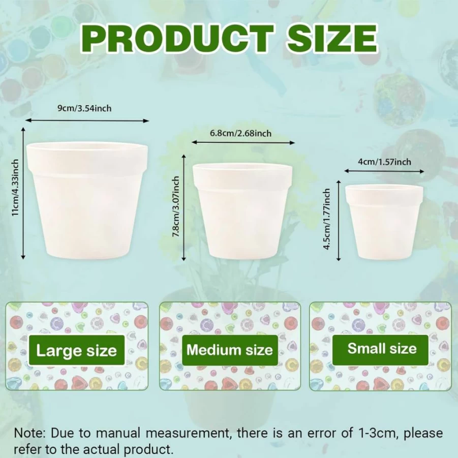 Cinrobiye DIY Planter Kit - 3 Paintable Plastic Succulent Pots for Gardening Crafts, Home Decor & Classroom Activities, Creative Planting Project Gift Set