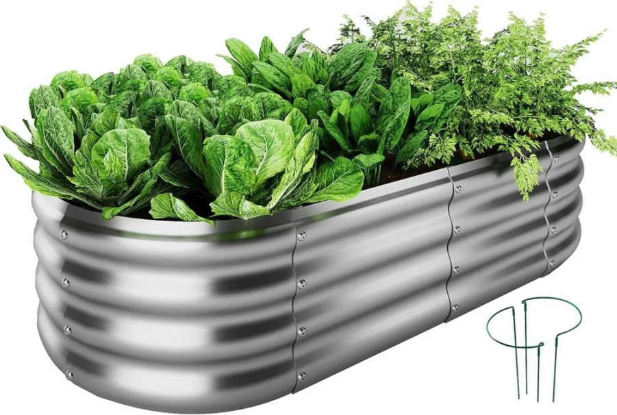 ZFHgarden 4x2ft Galvanized Steel Raised Garden Bed Kit - Outdoor Planter Box for Vegetables, Flowers & Herbs - Durable Metal Gardening Container