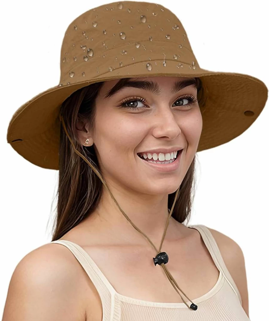 Lanzom Wide Brim Sun Hat for Women & Men - Waterproof, Foldable UV Protection Hat for Hiking, Fishing, Gardening, Camping & Beach Activities