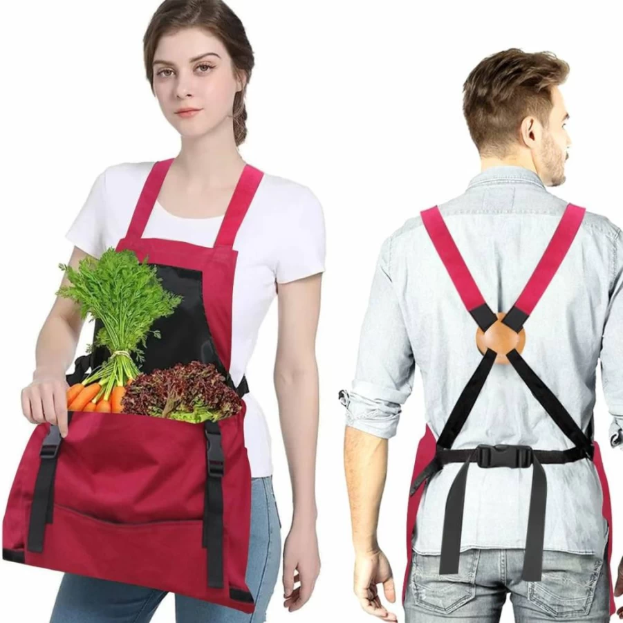 Osznmmg Waterproof Gardening Apron with Adjustable Pockets - Ideal for Harvesting, Planting & Mother's Day Gifts