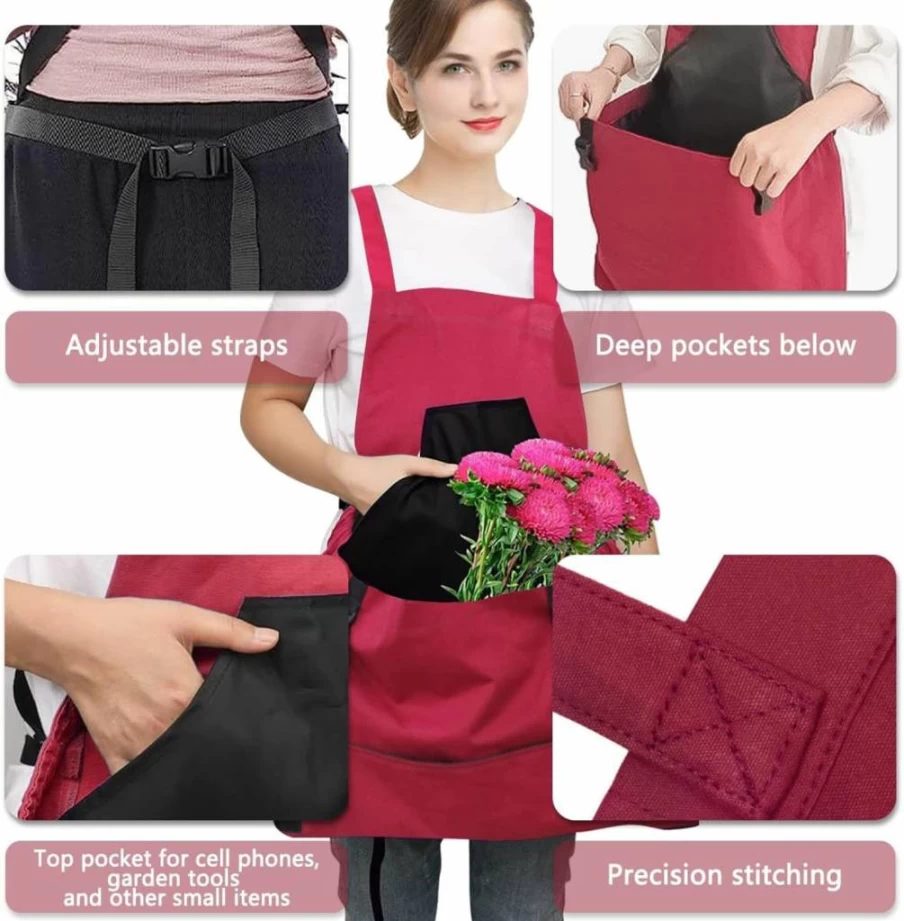 Osznmmg Waterproof Gardening Apron with Adjustable Pockets - Ideal for Harvesting, Planting & Mother's Day Gifts