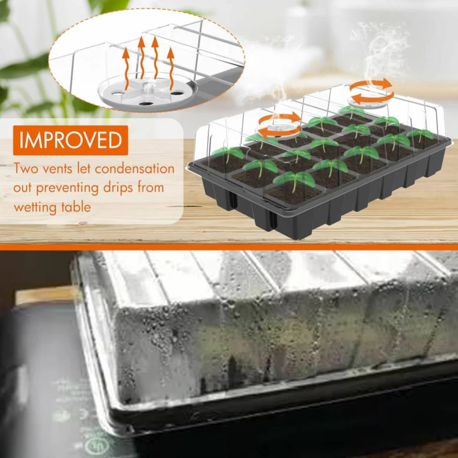 Gardzen 5-Pack Seed Starter Kit with 200 Cells, Humidity Domes & Ventilation – Ideal for Indoor Gardening, Greenhouse Plant Germination & Seedling Trays