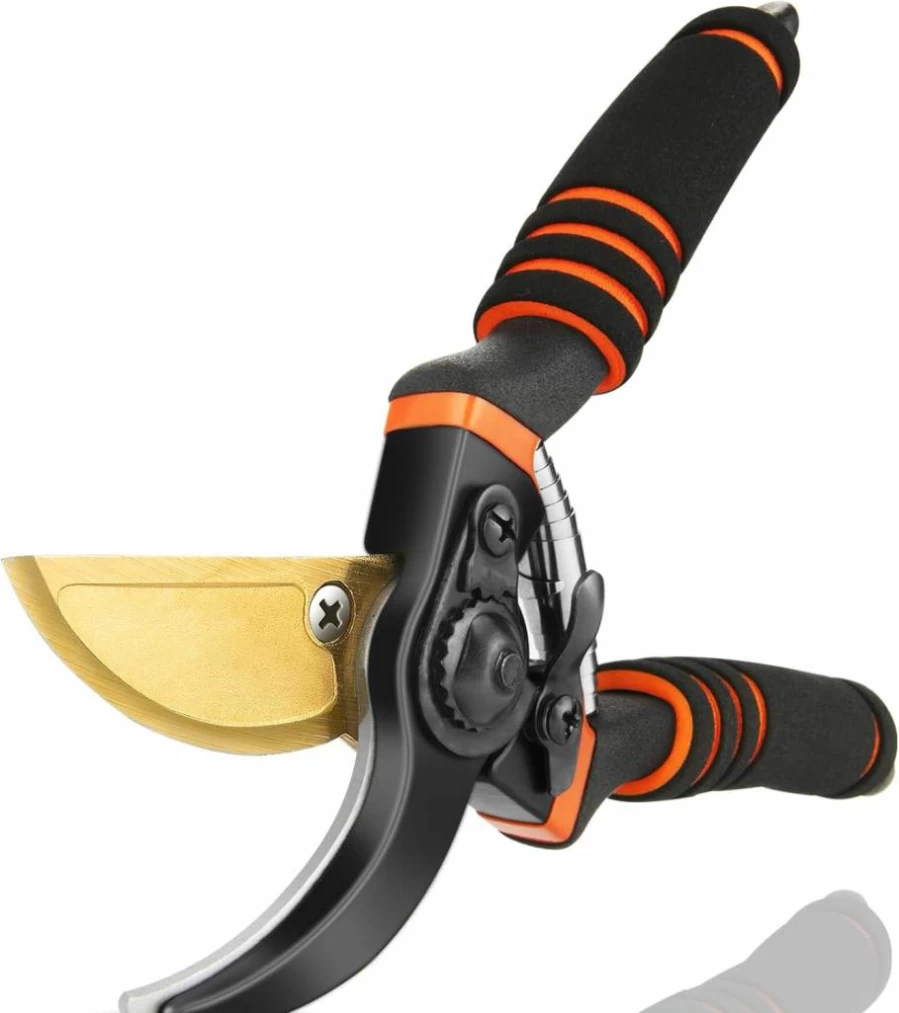 Hewog 8.5" Professional Titanium Bypass Pruning Shears - SK5 Steel Heavy Duty Garden Clippers, Sharp Hedge Trimmers for Gardening