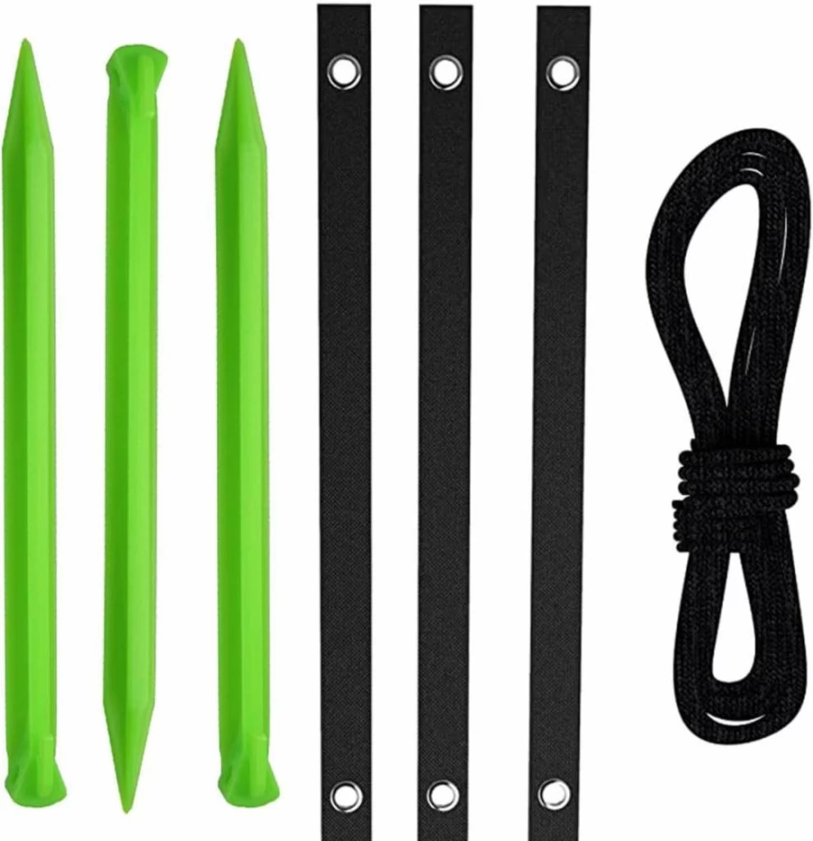 ALDSQ 12-Inch Heavy Duty Tree Stake Support Kit with Adjustable Straps & 13FT Durable Rope for Garden, Yard, and Outdoor Trees – Gardening Anchoring System