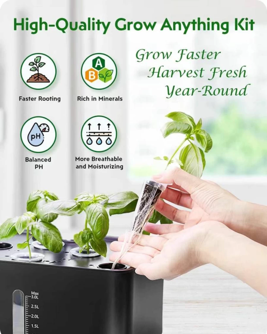 166Pcs Hydroponic Growing Kit by GARDENCUBE - Sponges, Baskets, Domes, Labels & Plant Food - Compatible with Aerogarden & Most Hydroponic Systems
