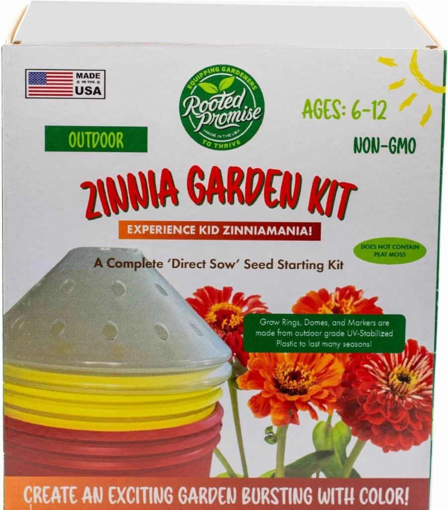 Rooted Promise Organic 4 Herb Garden Kit with Grow Rings & Greenhouse Domes - Gardening Gift for Mom, Teachers, Women, Men - USA Made Certified Organic Planter Kit