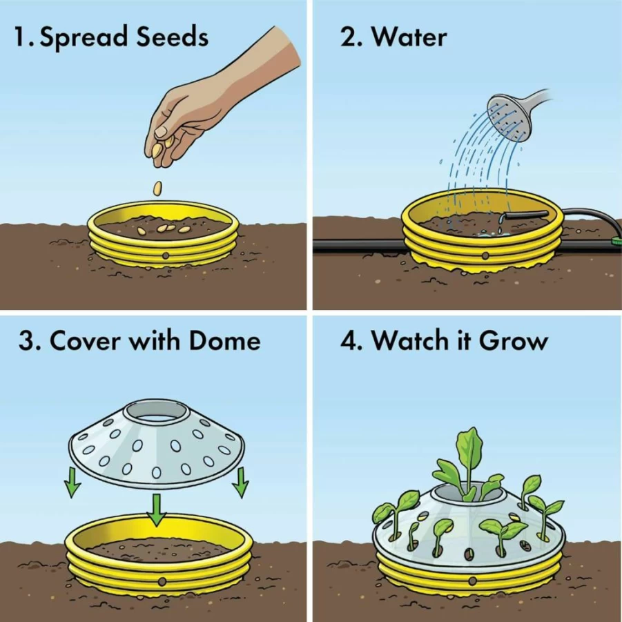 Rooted Promise Organic 4 Herb Garden Kit with Grow Rings & Greenhouse Domes - Gardening Gift for Mom, Teachers, Women, Men - USA Made Certified Organic Planter Kit