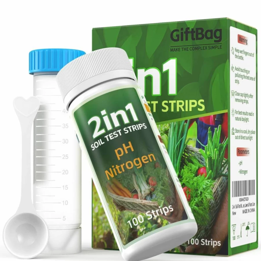 GiftBag 2-in-1 Soil Test Kit for pH & Nitrogen Levels - Accurate Soil Tester with Sampling Spoon & Centrifuge Tube for Garden, Lawn, Indoor & Outdoor Plants