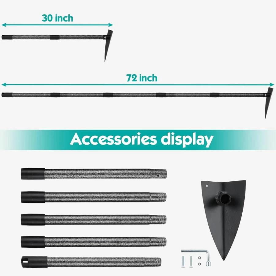 LCokeiy 60-Inch Adjustable Triangle Garden Hoe with Sharp Blade - Heavy Duty Digging, Weeding, Cutting & Soil Loosening Tool for Gardening