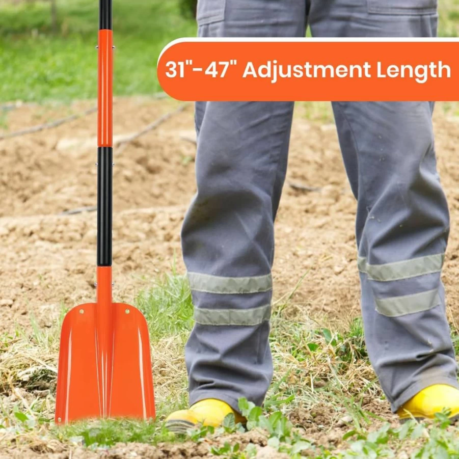 Ajimy 47" Extendable Aluminum Shovel - Heavy Duty Compact Digging Tool for Gardening, Camping, Planting & Trenching