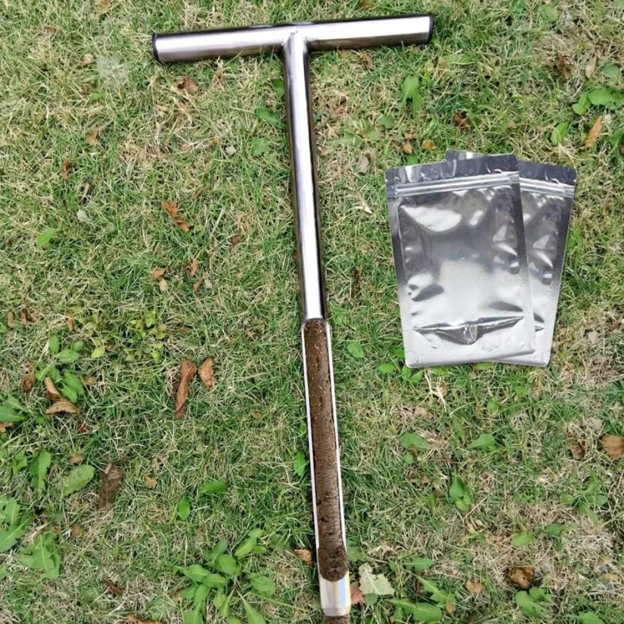 HiHydro 12 Inch Stainless Steel Soil Probe with T-Handle - Garden, Lawn & Farm Soil Test Kit for Plant Care - Includes 2 Sample Bags