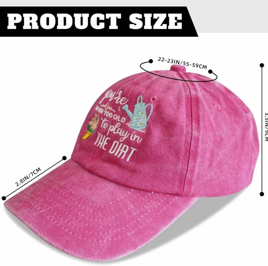 Didirlao Adjustable Embroidered Gardening Hat for Women - Breathable Baseball Cap for Gardeners, Perfect Gift for Mom or Wife