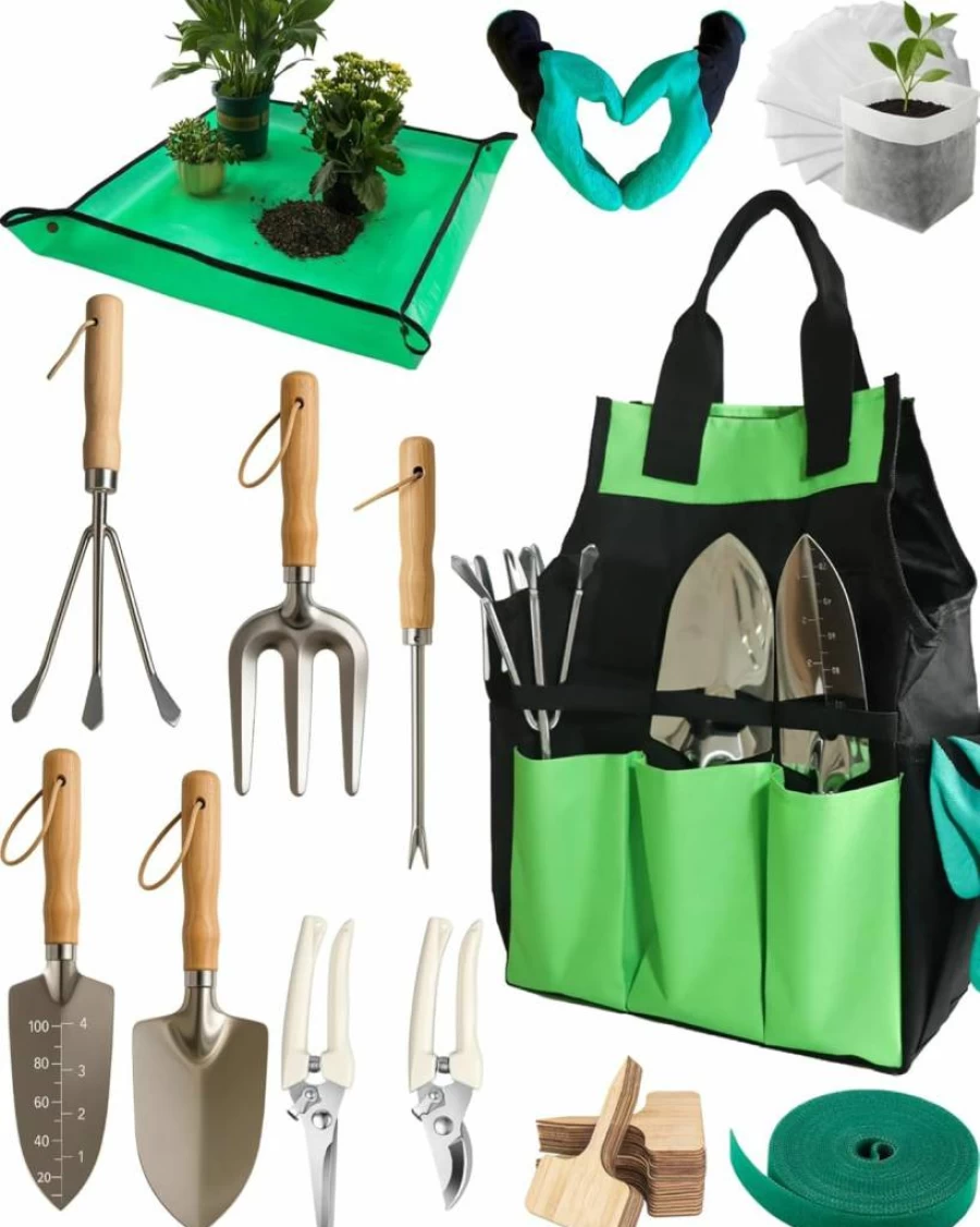 BovcTrraann 10-Piece Stainless Steel Garden Tools Set with Durable Storage Bag – Gardening Kit for Planting, Ideal Gift for Men & Women