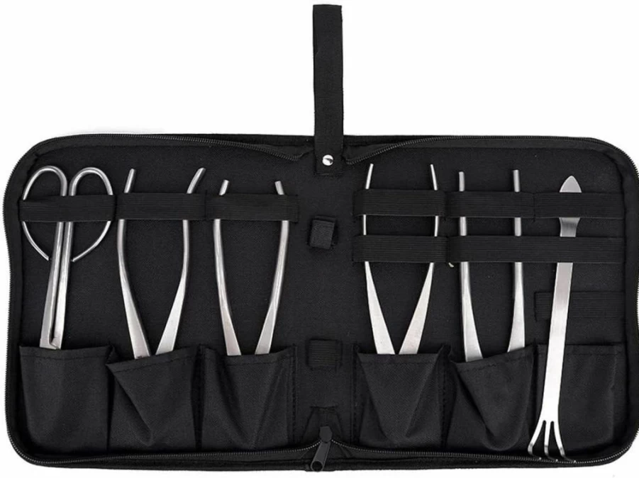 Pilipane 6-Piece Bonsai Tools Kit - Stainless Steel Trimming & Cutting Set with Storage Bag for Succulent, Fruit Trees, Soil Loosening, and Leaf Pruning - Ideal for Indoor Gardening Beginners