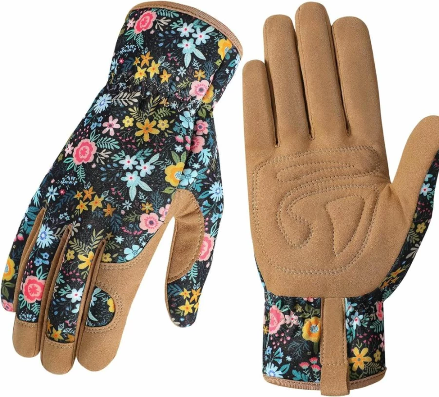 Pleneal Women's Leather Gardening Gloves - Thorn Proof Outdoor Work Gloves for Weeding, Planting & Protective Hand Care