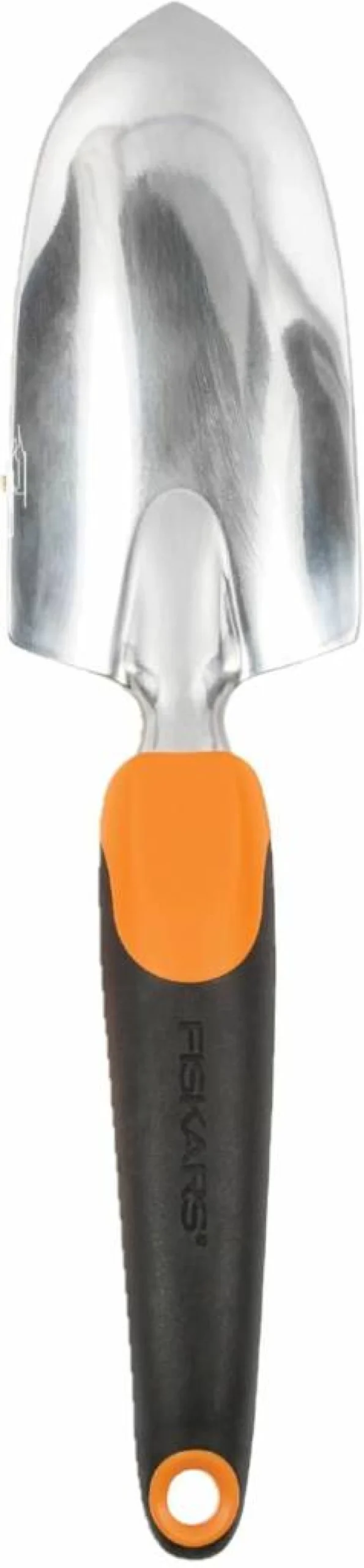 Fiskars Ergo Comfort Garden Trowel - Heavy Duty Stainless Steel Hand Shovel for Digging, Planting, and Weeding with Hanging Hole - Durable Gardening Tool