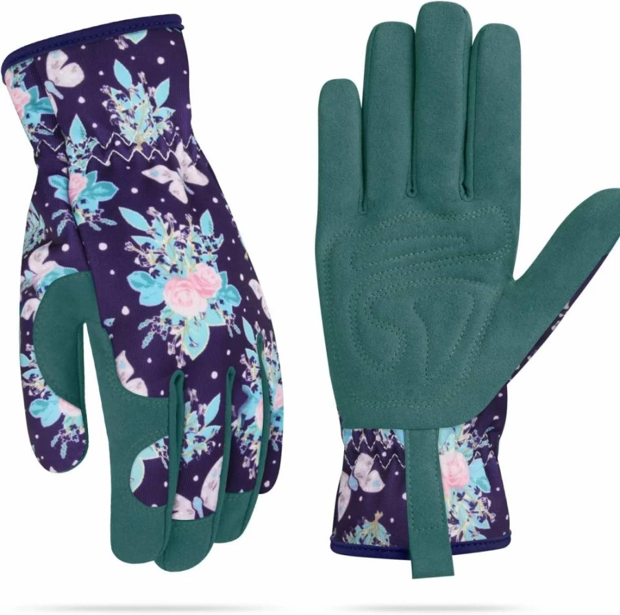WOHEER Women's Leather Gardening Gloves - Thorn Proof, Durable Work Gloves for Digging, Planting, Pruning, and Weeding