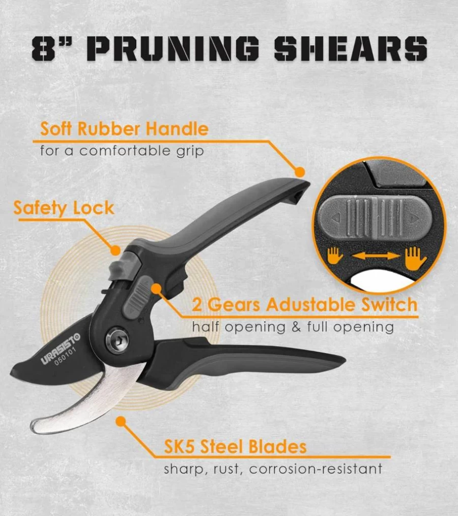 URASISTO 4-Piece Garden Tool Set with Trowel, Folding Saw, Pruner, Gloves, and Carry Bag - Ideal Gardening Gift for Men and Women