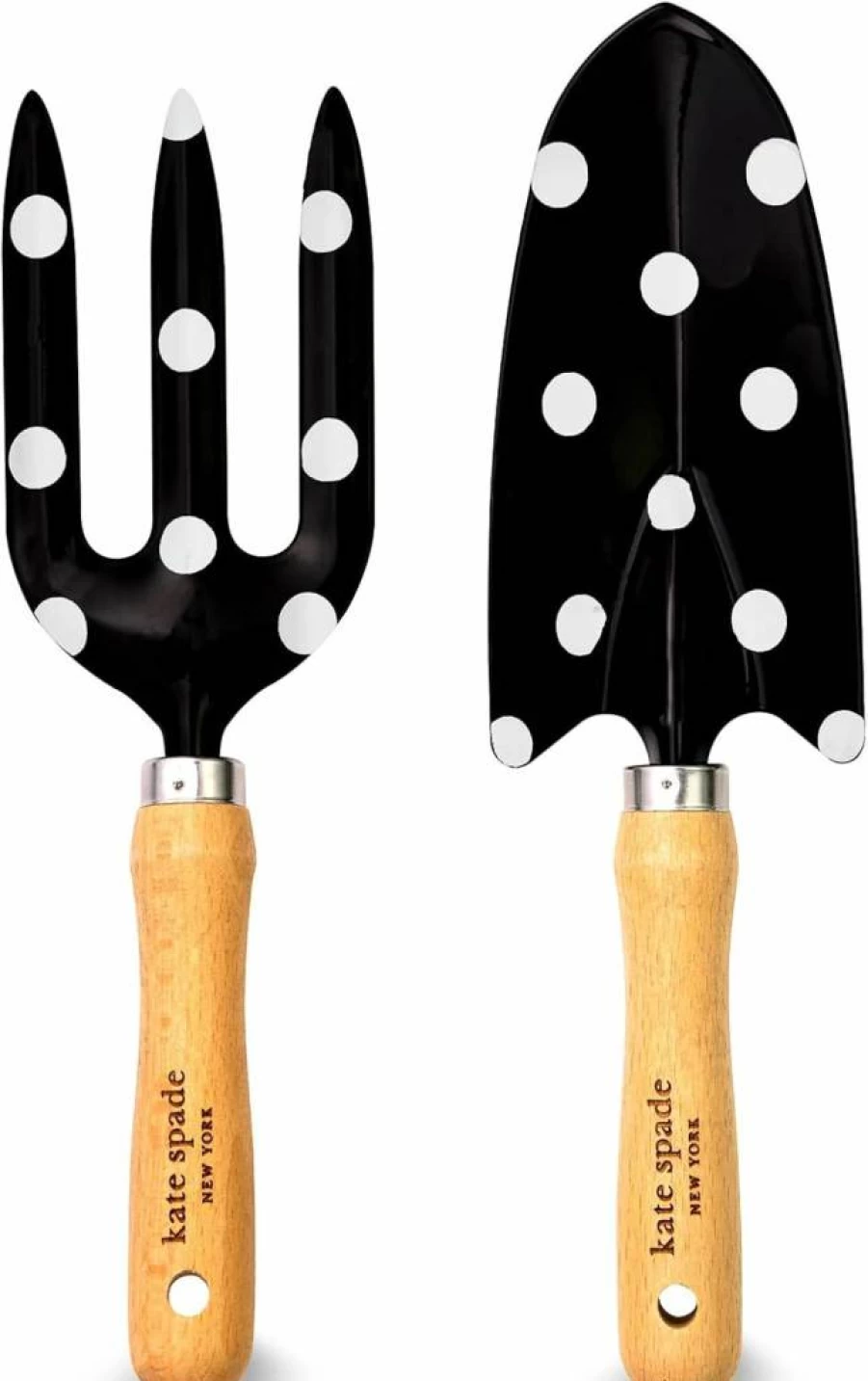 Kate Spade New York Garden Tool Set - 2 Piece Hand Rake and Trowel with Picture Dot Design for Gardening Enthusiasts