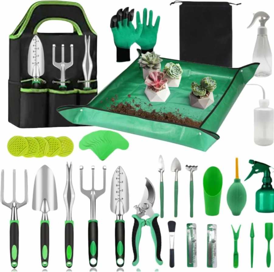 39-Piece Succulent & Indoor Gardening Tool Set with 39.4" Mat, Durable Tool Bag, Perfect Gift for Women & Beginners - Essential Outdoor Garden Kit