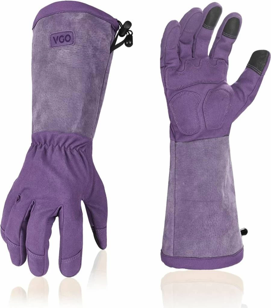 Vgo Women's Gardening Gloves with Long Sleeves, Puncture Proof Safety Work Gloves, Touchscreen Compatible, Size XS, Green (Model AL6608-FM)