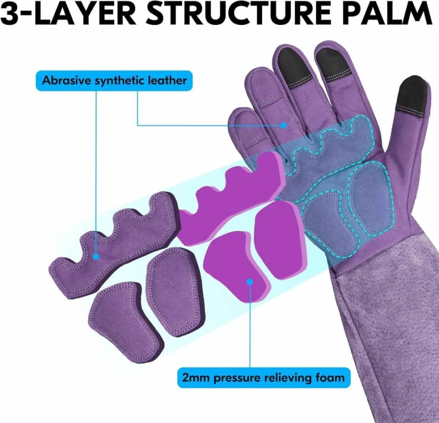 Vgo Women's Gardening Gloves with Long Sleeves, Puncture Proof Safety Work Gloves, Touchscreen Compatible, Size XS, Green (Model AL6608-FM)