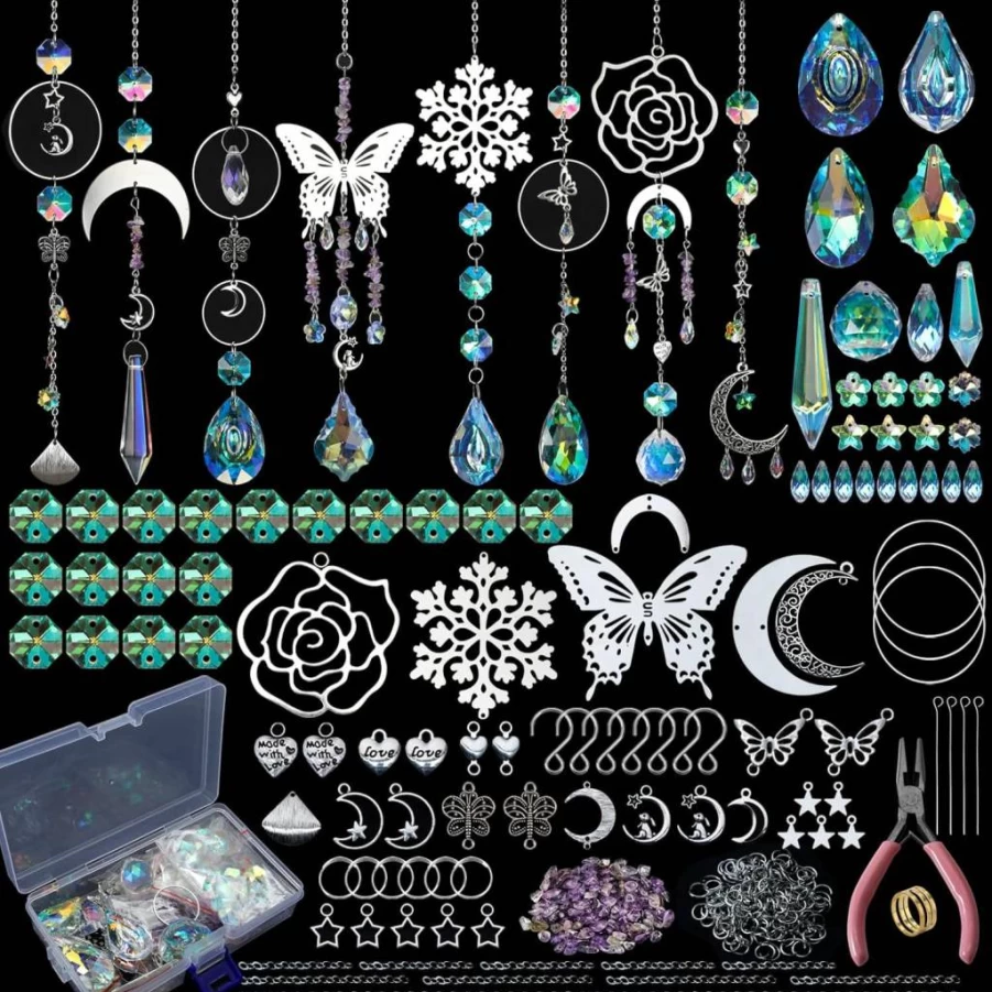 HYBEADS 400Pcs DIY Suncatchers Kit with Crystals, Rainbow Maker for Window Decor - Arts and Crafts Supplies for Adults, Home, Wedding, Garden, Christmas Decoration