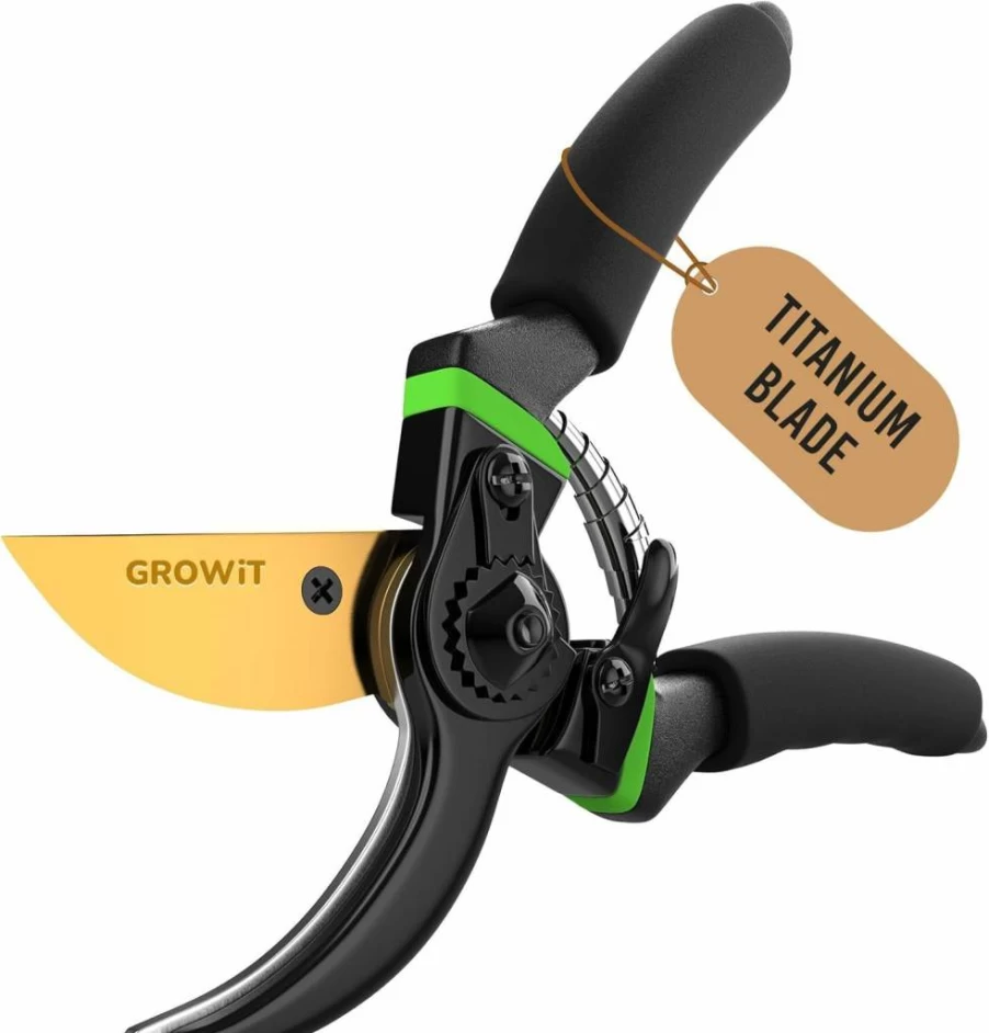Craft911 Ultra Sharp Titanium Coated Pruning Shears - Effortless 3/4 Inch Cut, Ergonomic Design for Weak Hands & Arthritis, Rust-Resistant Japanese Steel Garden Clippers