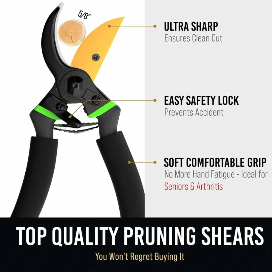 Craft911 Ultra Sharp Titanium Coated Pruning Shears - Effortless 3/4 Inch Cut, Ergonomic Design for Weak Hands & Arthritis, Rust-Resistant Japanese Steel Garden Clippers